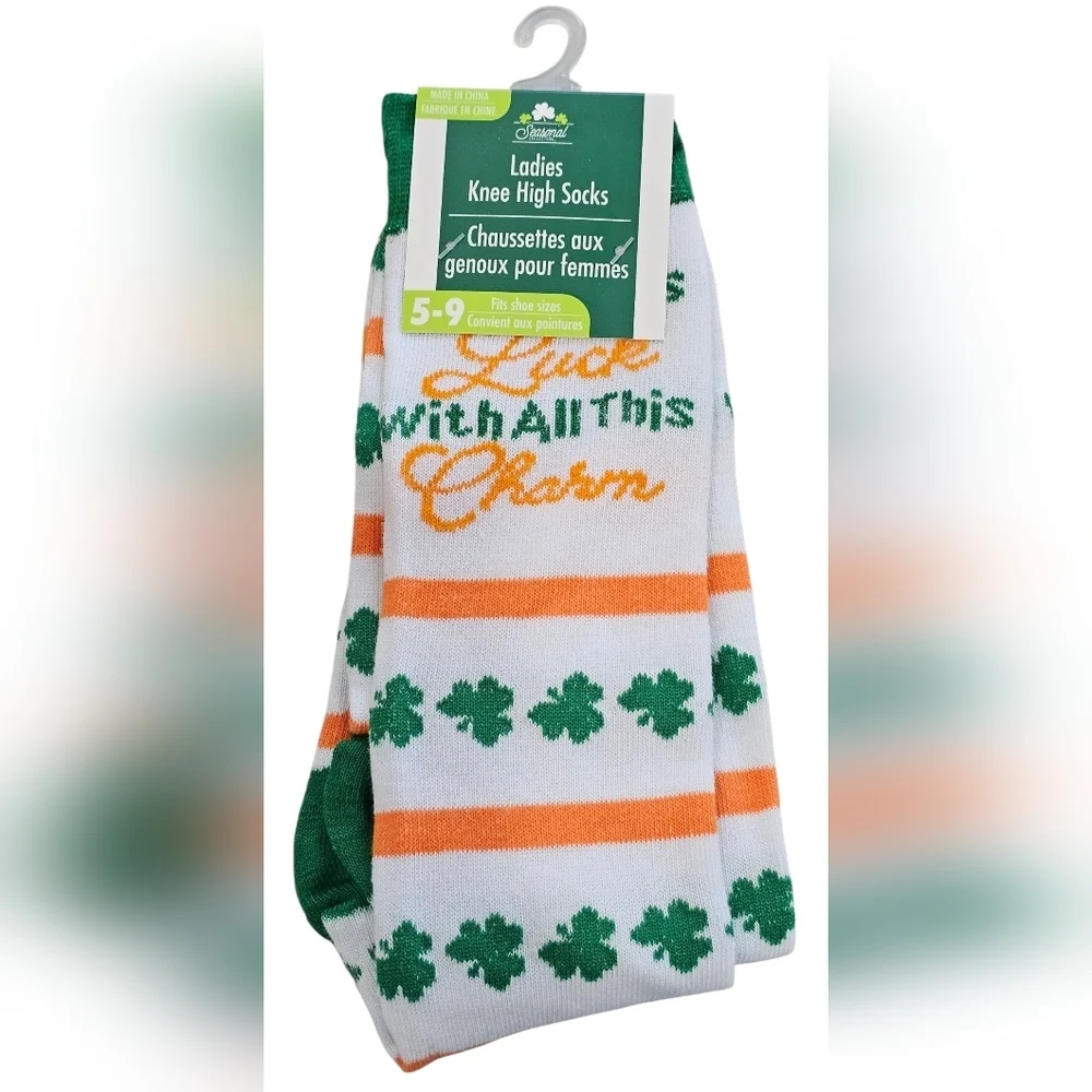 St. Patrick's Day 3 Pairs Of Ladies Knee High Socks. Fit Shoe Size 5-9, New